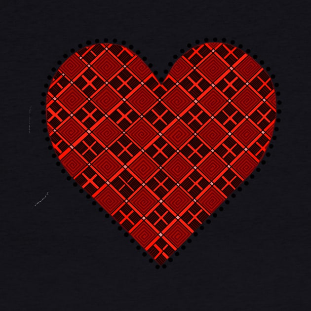 Red Heart with Patterns and Dots by ArtAndBliss